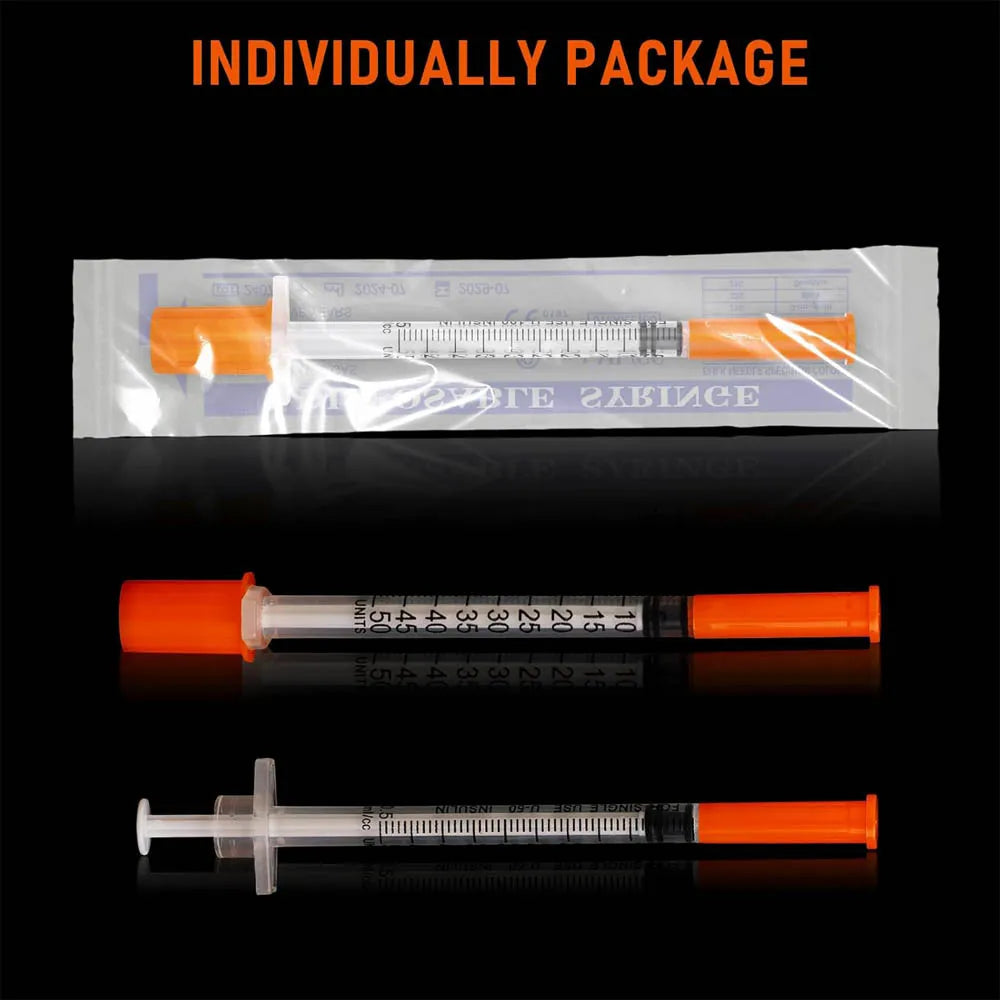 Sterile 0.5cc Insulin Syringes with 30G 8mm Needle – Individually Wrapped (100 Count)