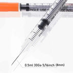 Sterile 0.5cc Insulin Syringes with 30G 8mm Needle – Individually Wrapped (100 Count)