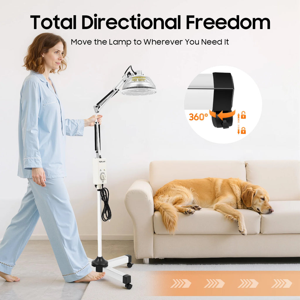 110V far-infrared mineral heat therapy lamp, 250W multi-angle infrared light, body joint pain relief device, used for physiotherapy of lumbar spine, cervical spine, and joint pain.