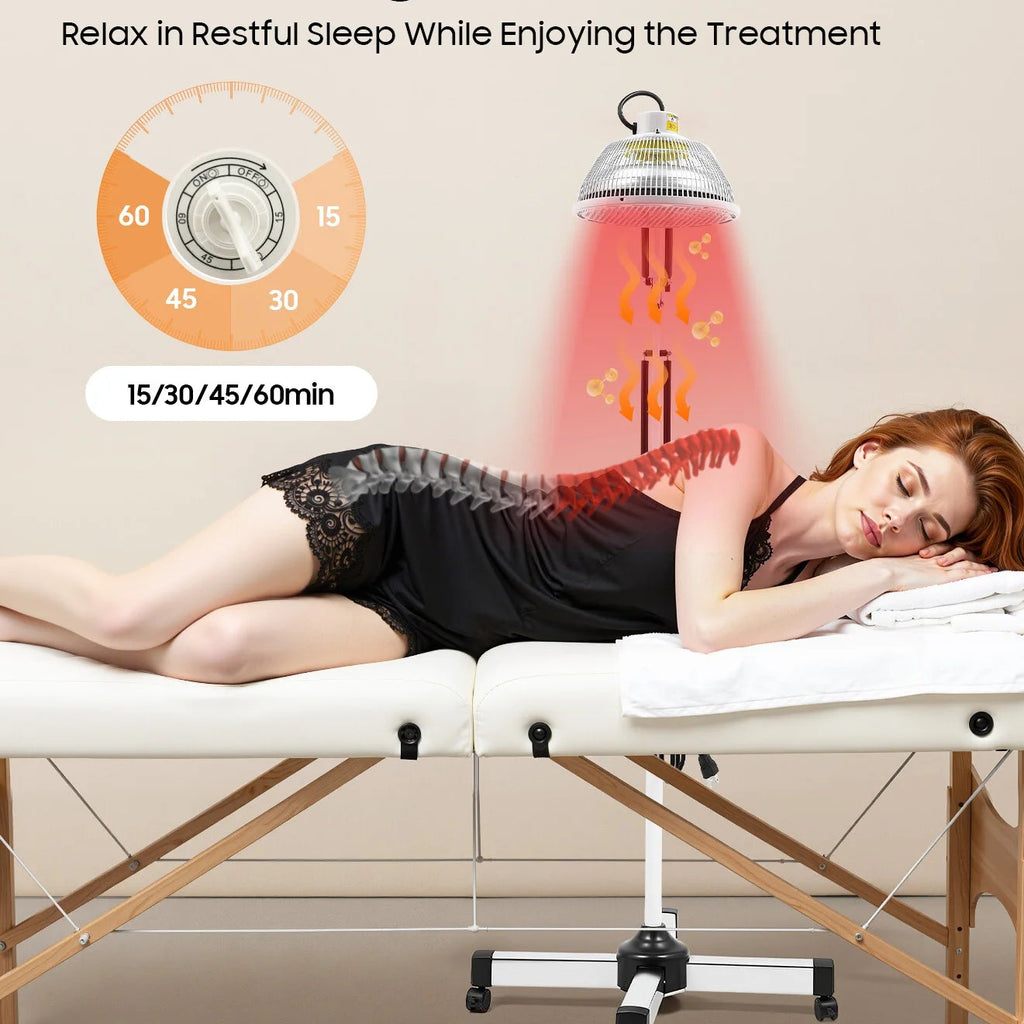 110V far-infrared mineral heat therapy lamp, 250W multi-angle infrared light, body joint pain relief device, used for physiotherapy of lumbar spine, cervical spine, and joint pain.