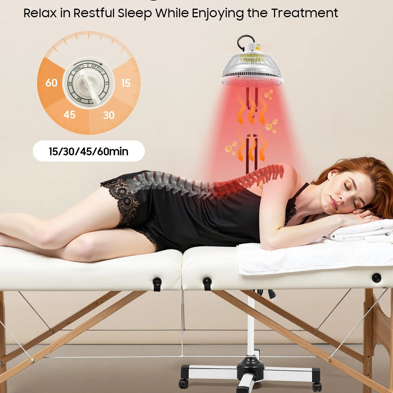 110V far-infrared mineral heat therapy lamp, 250W multi-angle infrared light, body joint pain relief device, used for physiotherapy of lumbar spine, cervical spine, and joint pain.