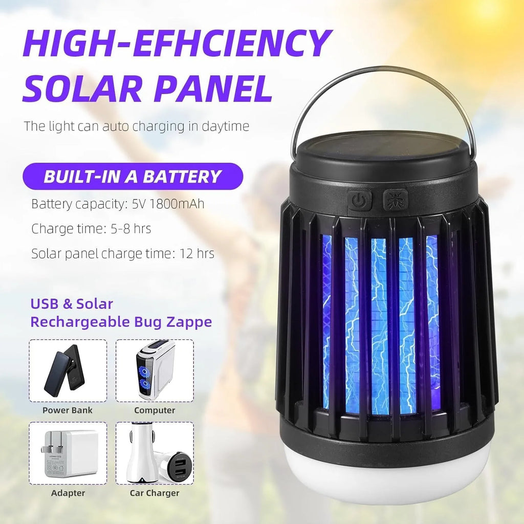 3-in-1 Cordless Solar Bug Zapper Light for Patio, Home & Camping