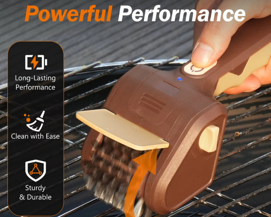 Free shipping, one-year replacement, electric barbecue brush, 3-speed adjustable, maximum torque 20 kg, suitable for outdoor camping ceramic, cast iron and stainless steel barbecues, cleaning tool.