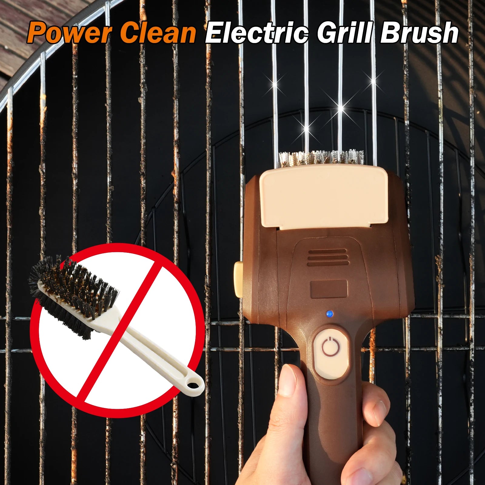 Free shipping, one-year replacement, electric barbecue brush, 3-speed adjustable, maximum torque 20 kg, suitable for outdoor camping ceramic, cast iron and stainless steel barbecues, cleaning tool.