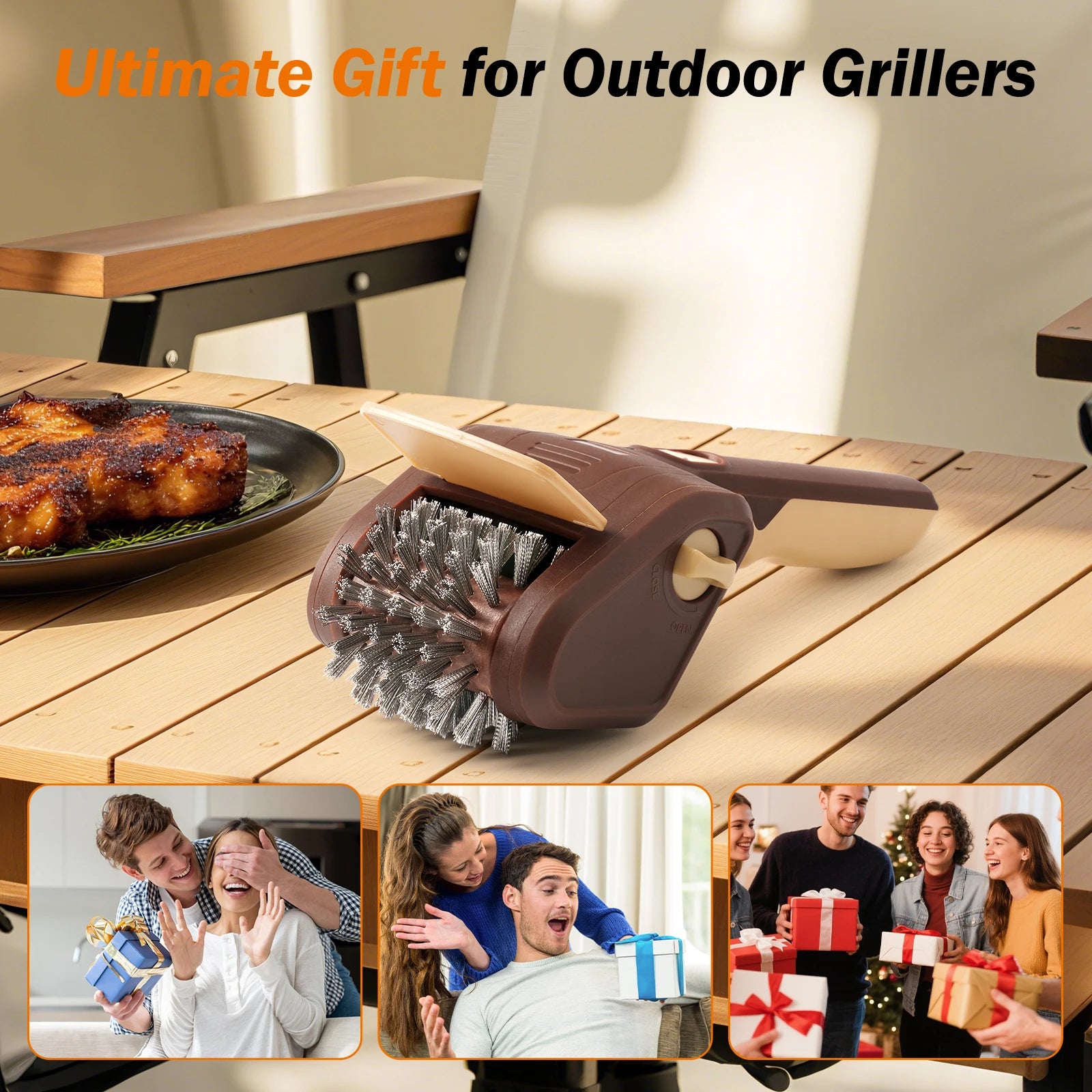 Free shipping, one-year replacement, electric barbecue brush, 3-speed adjustable, maximum torque 20 kg, suitable for outdoor camping ceramic, cast iron and stainless steel barbecues, cleaning tool.