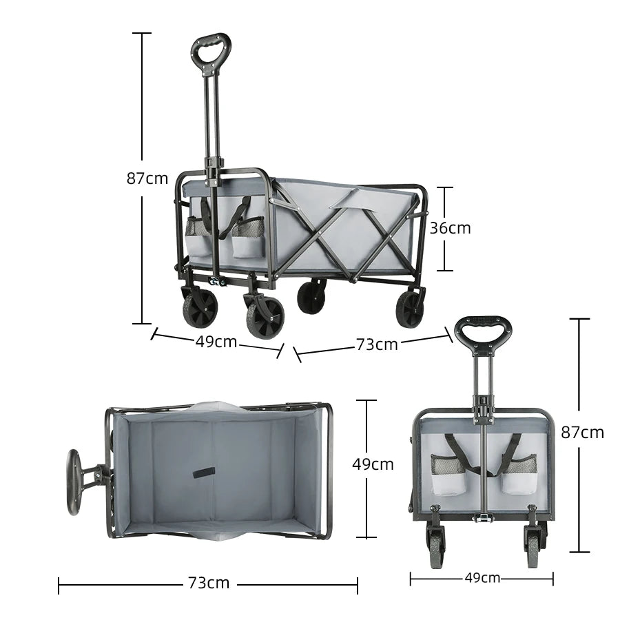 Heavy Duty Large Capacity Folding Beach Wagon Outdoor Foldable Wagon For Camping Shopping Collapsible Portable Camping Equipment