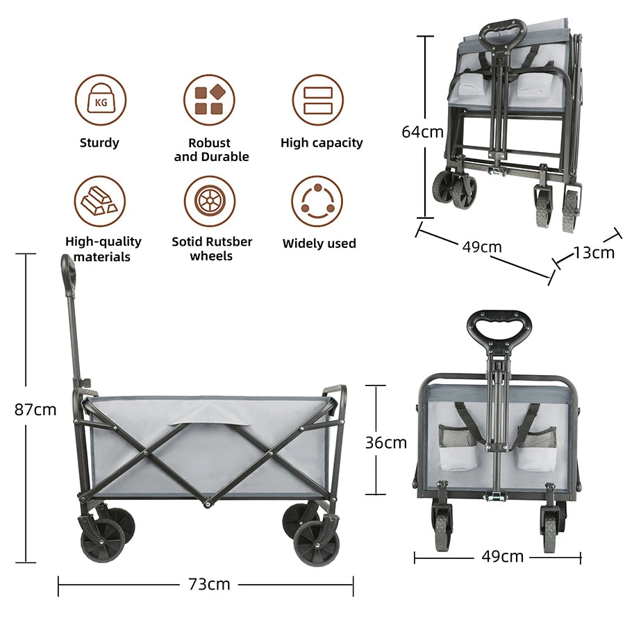 Heavy Duty Large Capacity Folding Beach Wagon Outdoor Foldable Wagon For Camping Shopping Collapsible Portable Camping Equipment