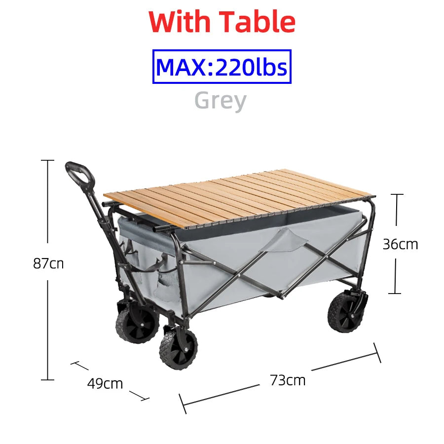 Heavy Duty Large Capacity Folding Beach Wagon Outdoor Foldable Wagon For Camping Shopping Collapsible Portable Camping Equipment
