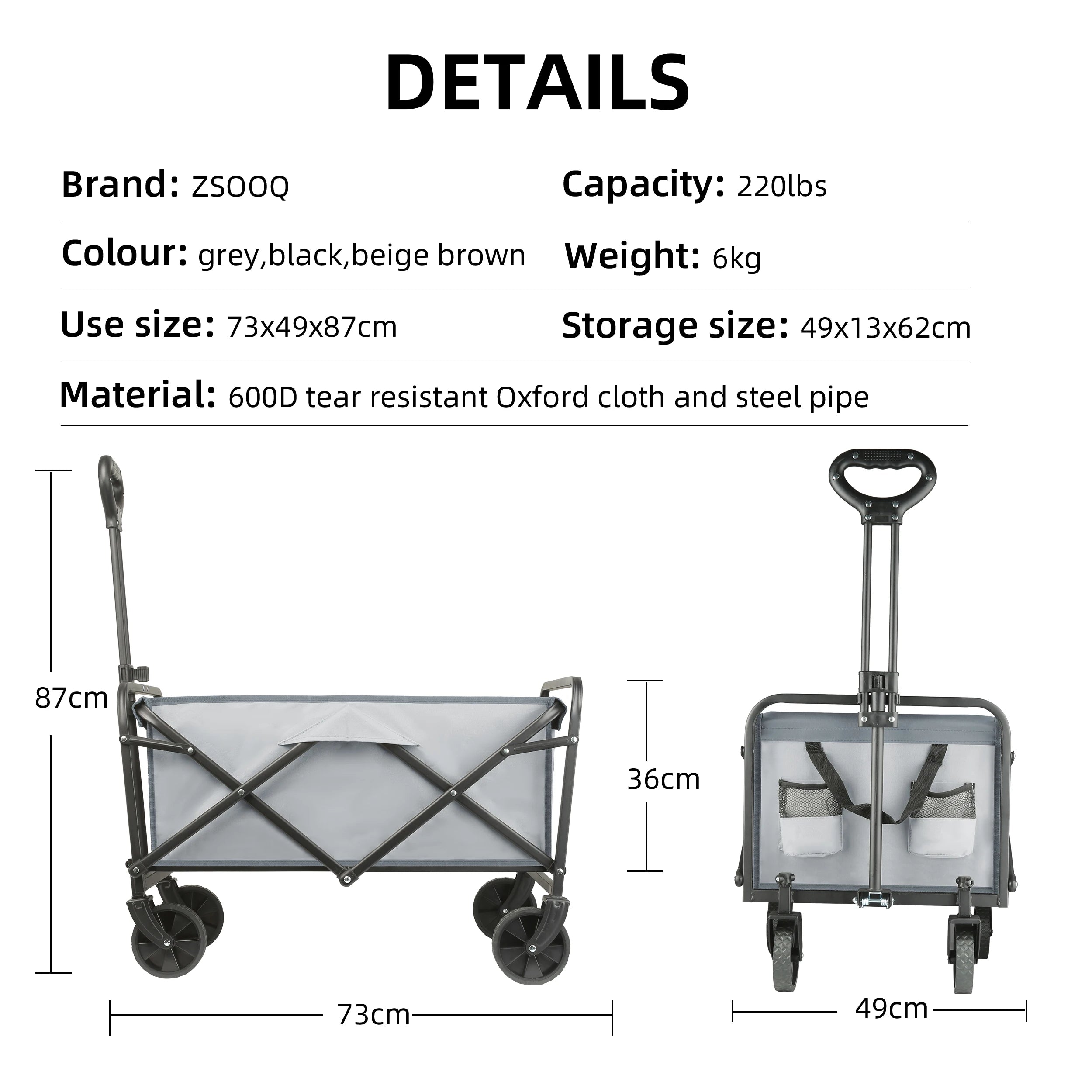 Heavy Duty Large Capacity Folding Beach Wagon Outdoor Foldable Wagon For Camping Shopping Collapsible Portable Camping Equipment