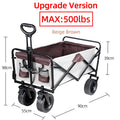 Large Weight Capacity Heavy Duty Wagon Cart Folding Wagon for Outdoor Garden Beach wagon Camping Equipment with Cup Holders