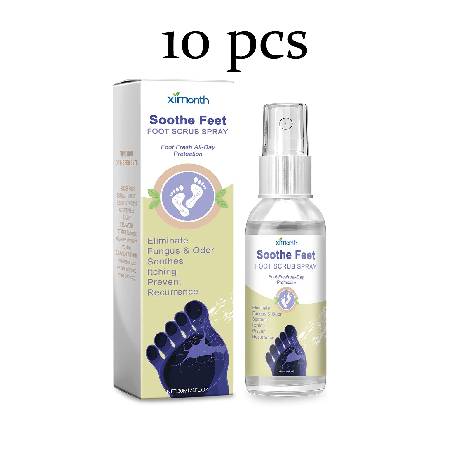 Ximonth Foot Skin Care Spray Relief Discomfort Soothing Itching Remove Dead Skin Moisturizing Eliminate Odors Foot Care Spray